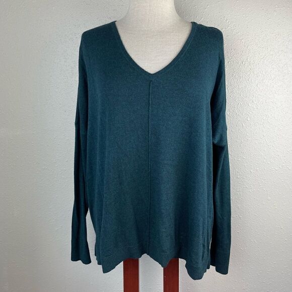 Loft Green V-Neck Sweater Top Size S EUC - Picture 1 of 7